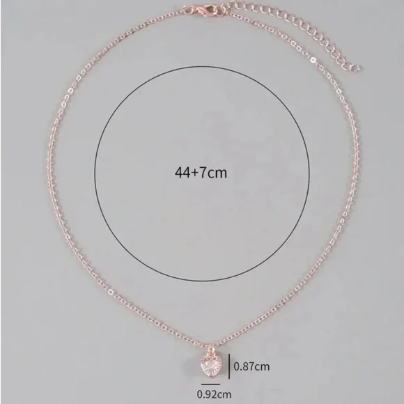 ⚠️Clearance Rose Gold Cubic Zirconia Heart Charm Necklace SS - Picture 3 of 4